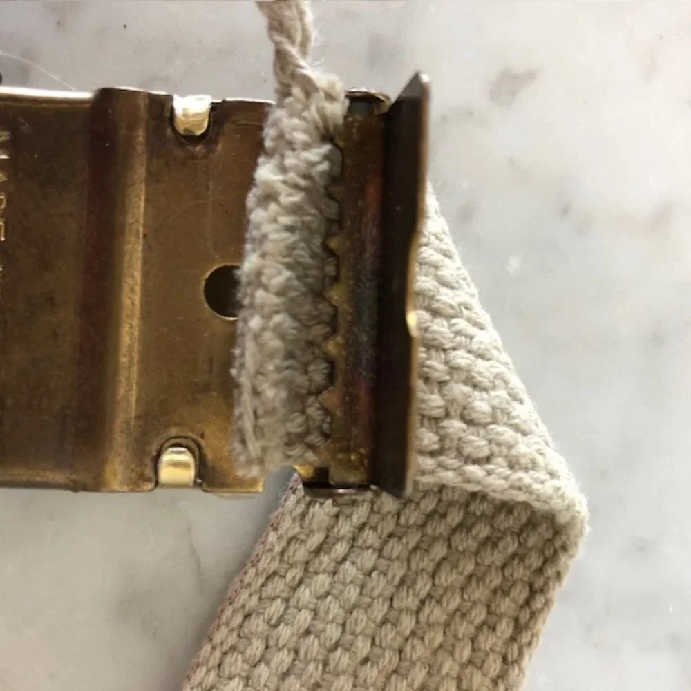 STETSON Born in American Eagle Embossed Gold Tone Web Belt Vintage RARE